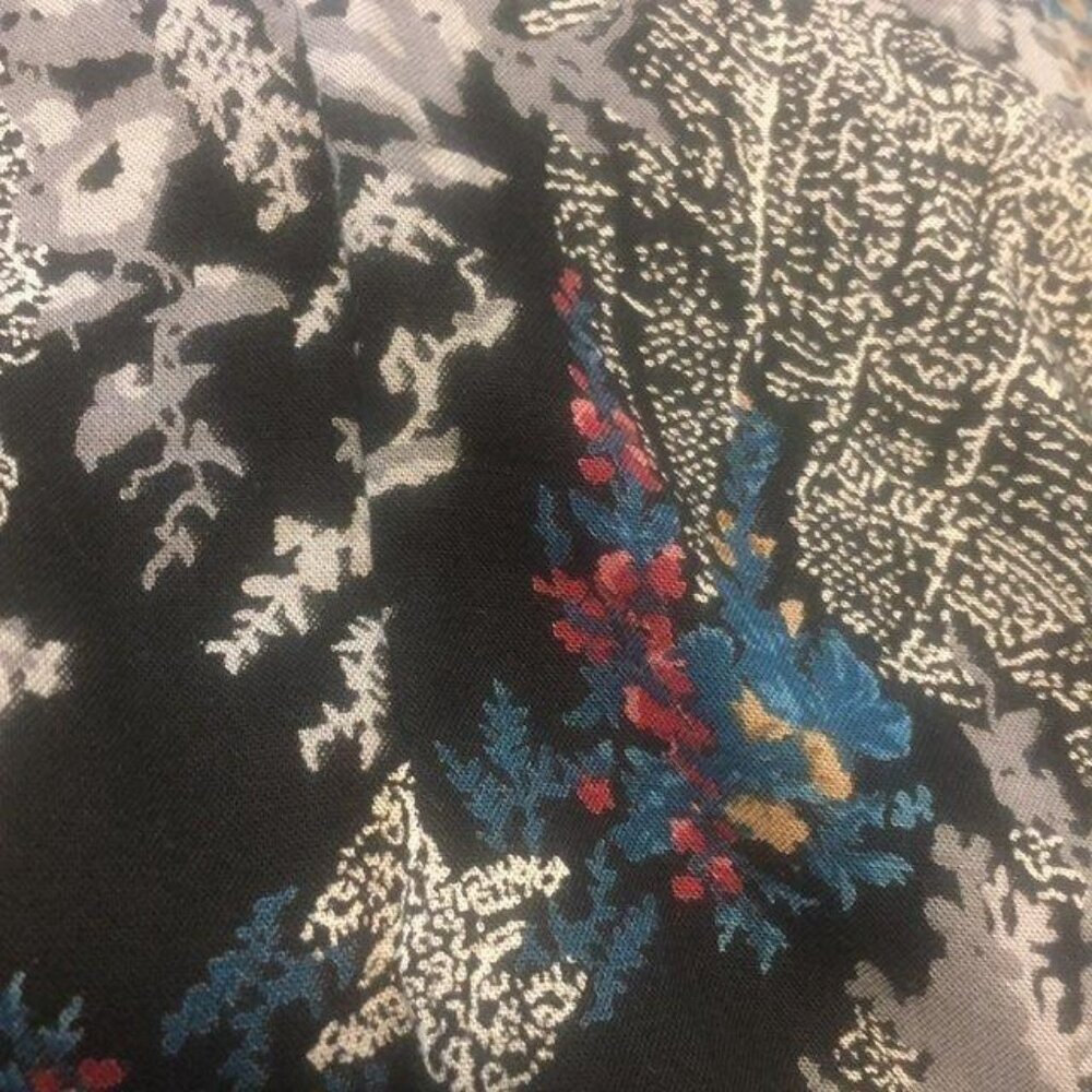 Vintage Code 7 New York Skirt Size 9 Black Gray Blue Red Tan Floral Pockets Used - Picture 6 of 14